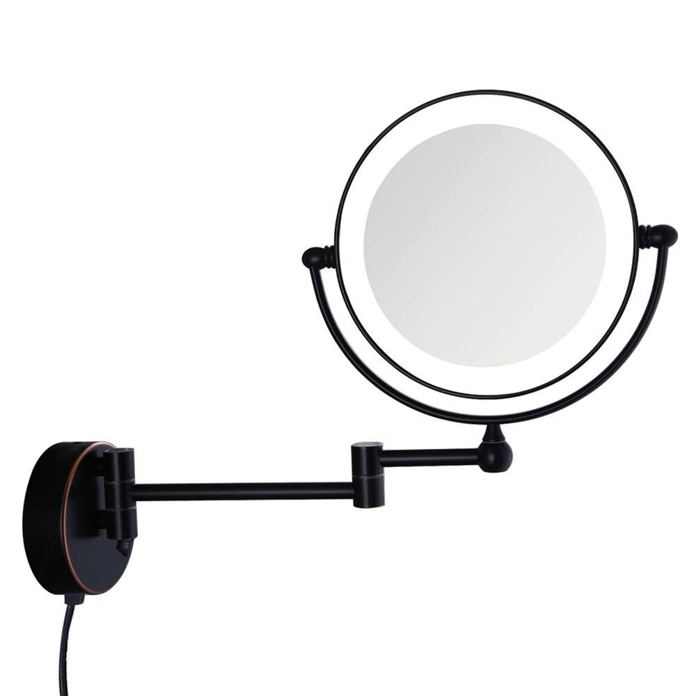 Luxury Oil-Rubbed Bronze Led Lighted Wall Mount Bath Makeup Mirror With 7X Magnification ... intended for The Enduring Appeal of Oil Rubbed Bronze Lauren Mirrors