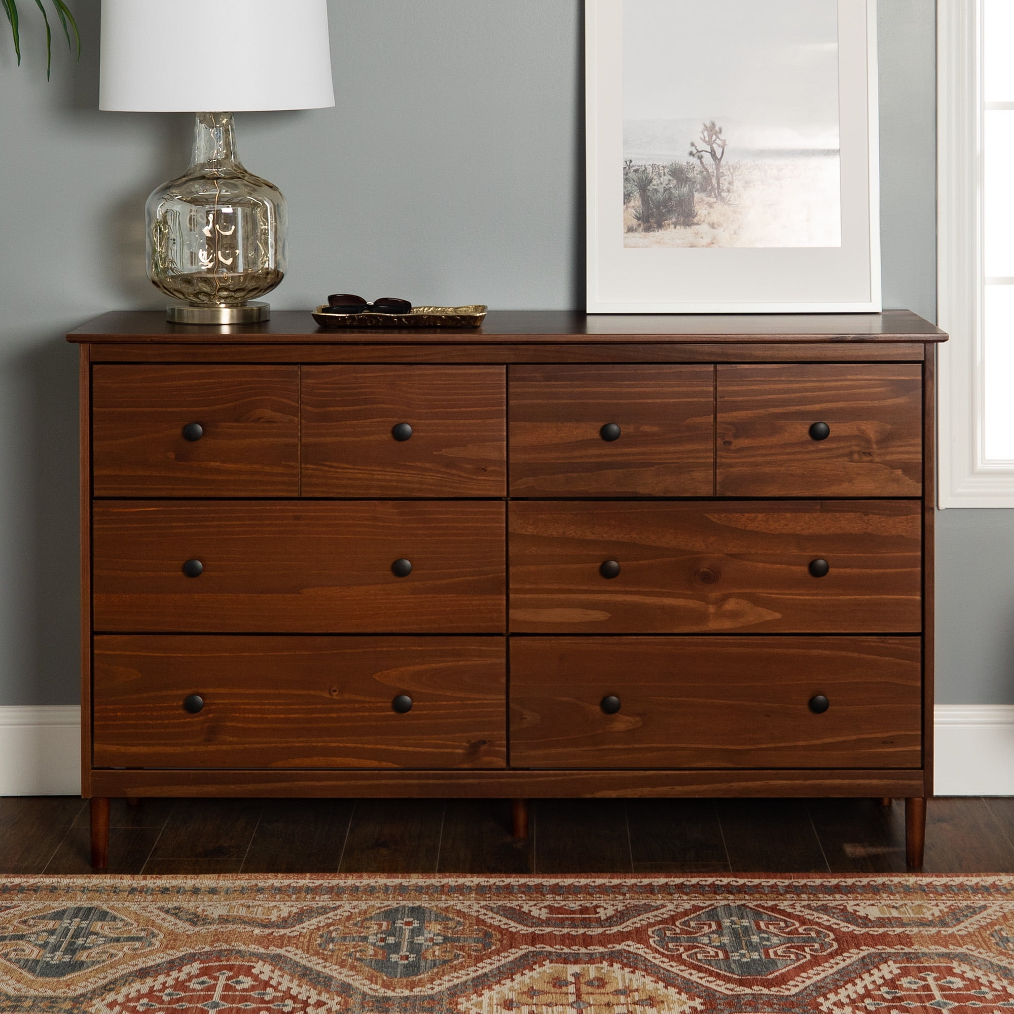 Manor Park Classic Mid-Century Modern 6-Drawer Solid Wood Dresser ... regarding Webster Mid Century Modern Walnut Dresser With 6 Drawers