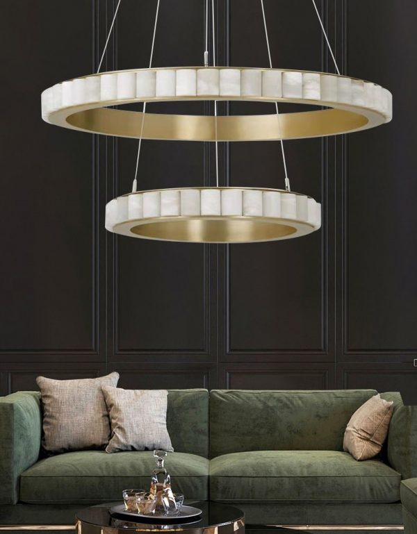 Marble Two-Tier Round Chandelier - Hurleylight regarding Natural Marble Two Tier Chandelier
