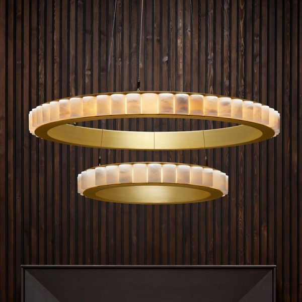 Marble Two-Tier Round Chandelier - Hurleylight with Natural Marble Two Tier Chandelier