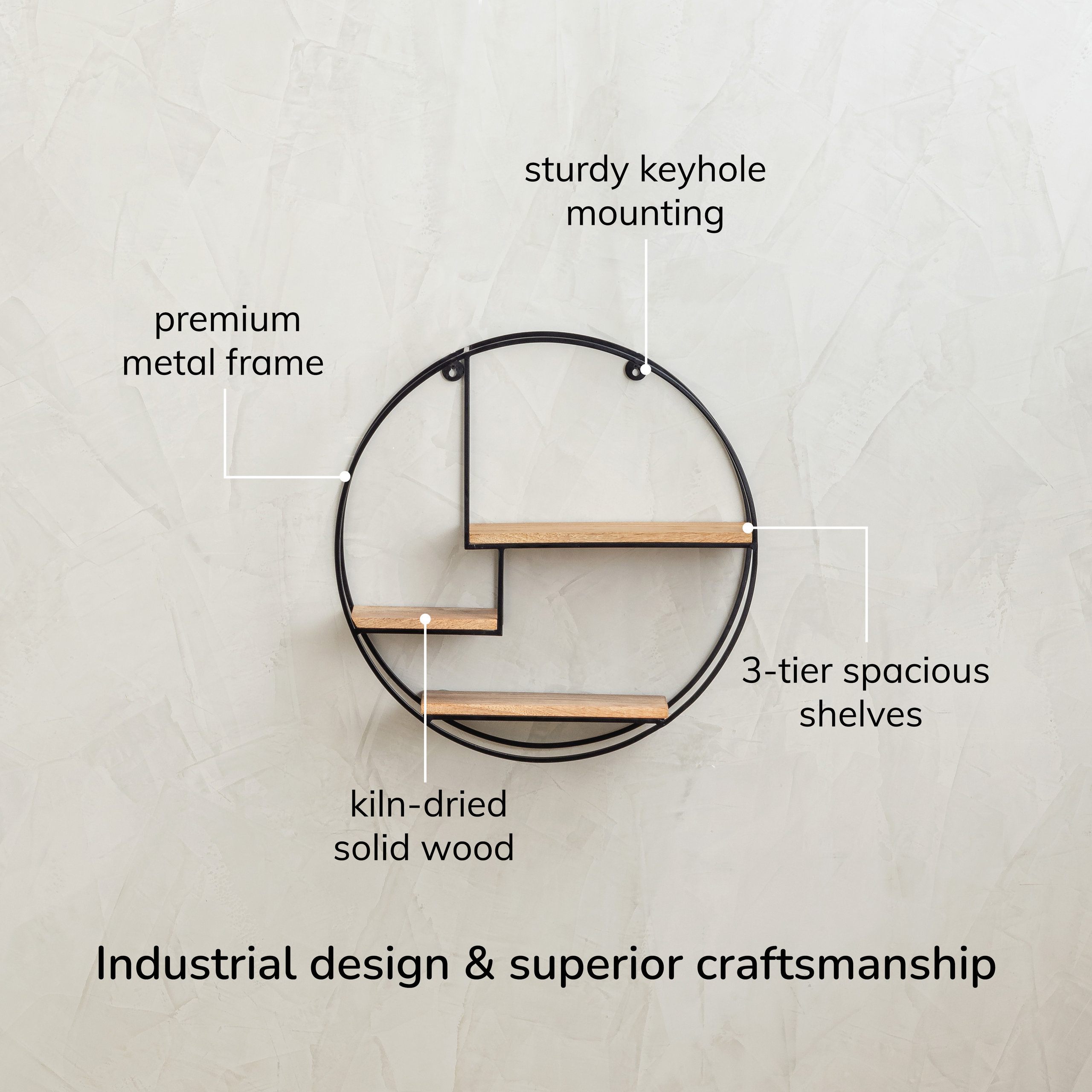 Marly Wall Shelf - Industrial - Display And Wall Shelves - By Madeleine ... pertaining to Marly Wall Shelf, Black/Natural
