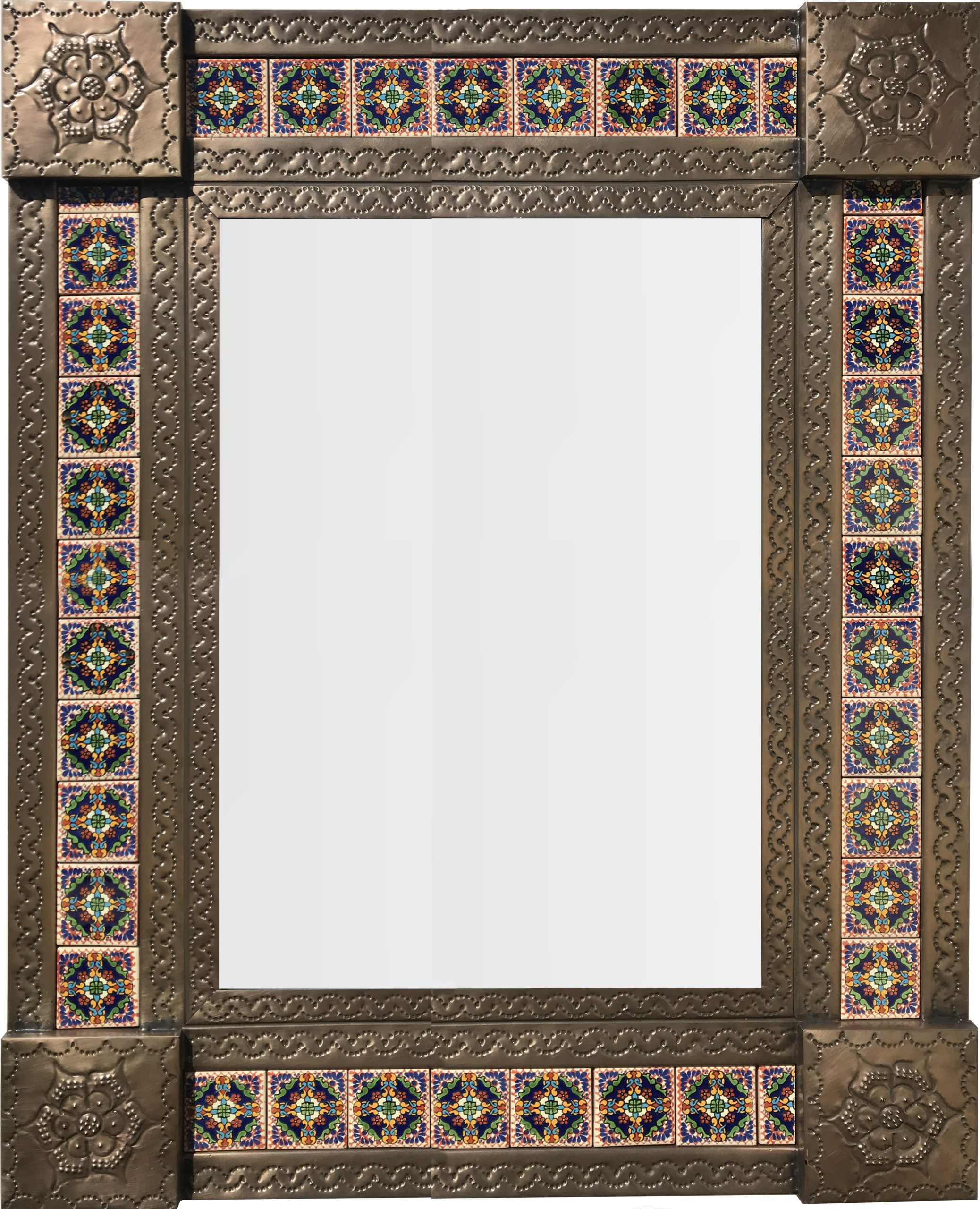 Medium Brown Macotera Tile Mexican Mirror within Medium Brown Sassari Tile Mexican Mirror