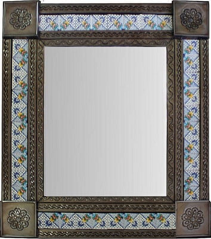 Medium Brown Mesh Tile Mexican Mirror - Walmart.com regarding Medium Brown Sassari Tile Mexican Mirror