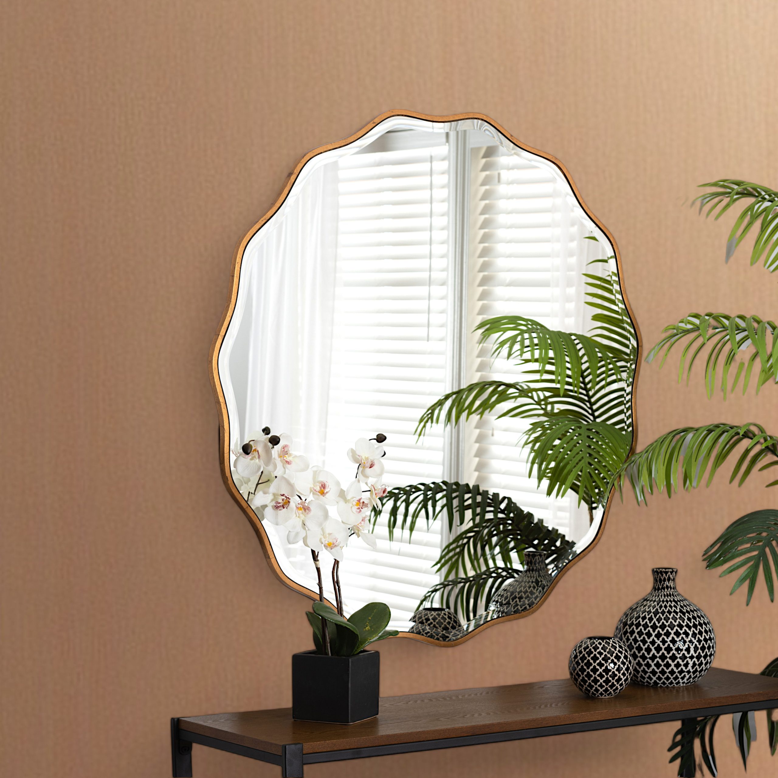 Mercer41 Zaren Modern Glam And Luxe Antique Goldleaf Finished Wood ... in Why the Rogier Goldleaf Mirror is the Ultimate Statement Piece