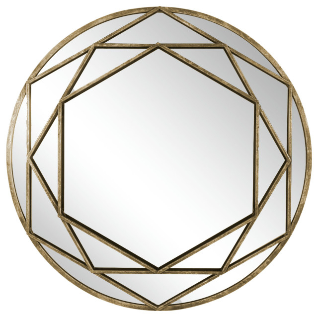 Metal Frame 32" Wall Mirror, Gold, Wb - Contemporary - Wall Mirrors ... regarding Finding the Perfect Fit A Guide to 32x28 Octagonal Mirrors in Black and Gold
