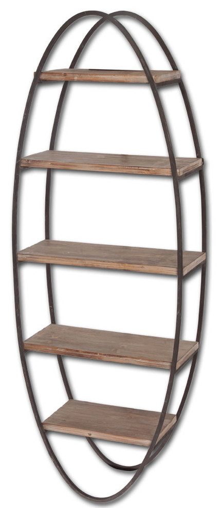 Metort Brown Wood And Black Metal Oval Wall Shelving Unit - Industrial - Display And Wall ... with regard to Styling Your Space with the Versatile Metort Oval Wall Shelf