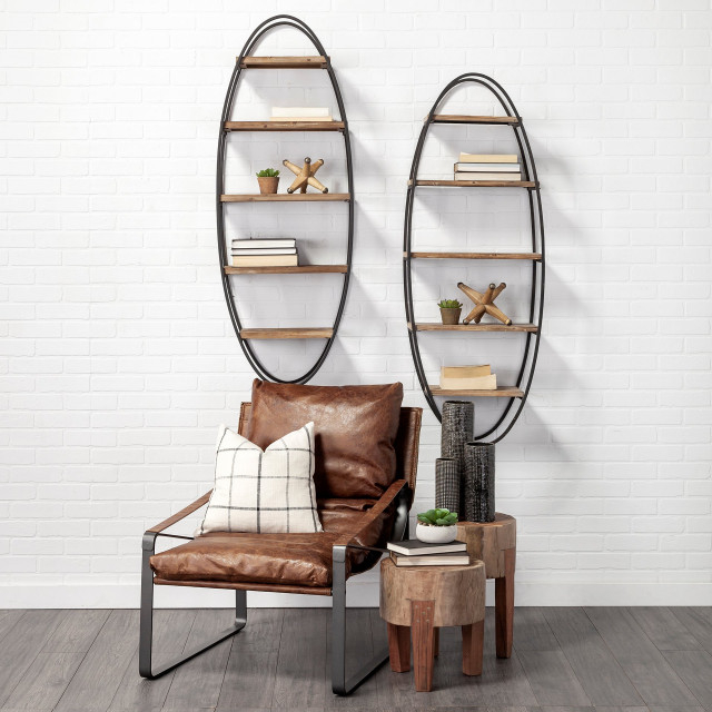 Metort Brown Wood And Black Metal Oval Wall Shelving Unit - Industrial ... in Styling Your Space with the Versatile Metort Oval Wall Shelf