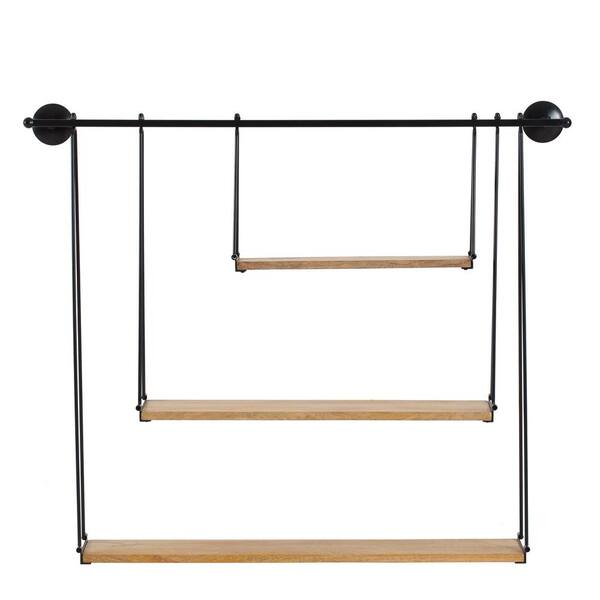 Mh London Luna (6 In X 37 In X 30 In) - Black & Natural Wood - Iron ... inside Bringing Organization Home The Luna Three Tier Shelf Explained