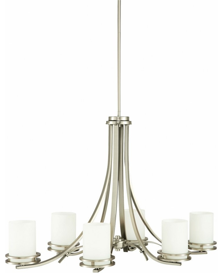 Mid Century Modern Six Light Chandelier-Brushed Nickel Finish ... inside Mid Century Modern Three Light Chandelier-Brushed Nickel Finish - Chandelier