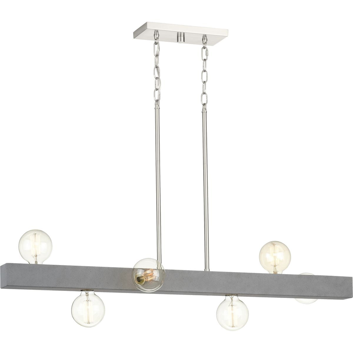 Mill Beam Collection Six-Light Brushed Nickel/Faux Concrete Industrial ... throughout Beyond the Glow Understanding the Style of Industrial Linear Chandeliers