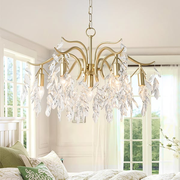 Modern 7-Light Crystal Tiered Chandelier In Champagne Gold | Homary Au with regard to Jestin 3 Light Chandelier, Champagne Gold