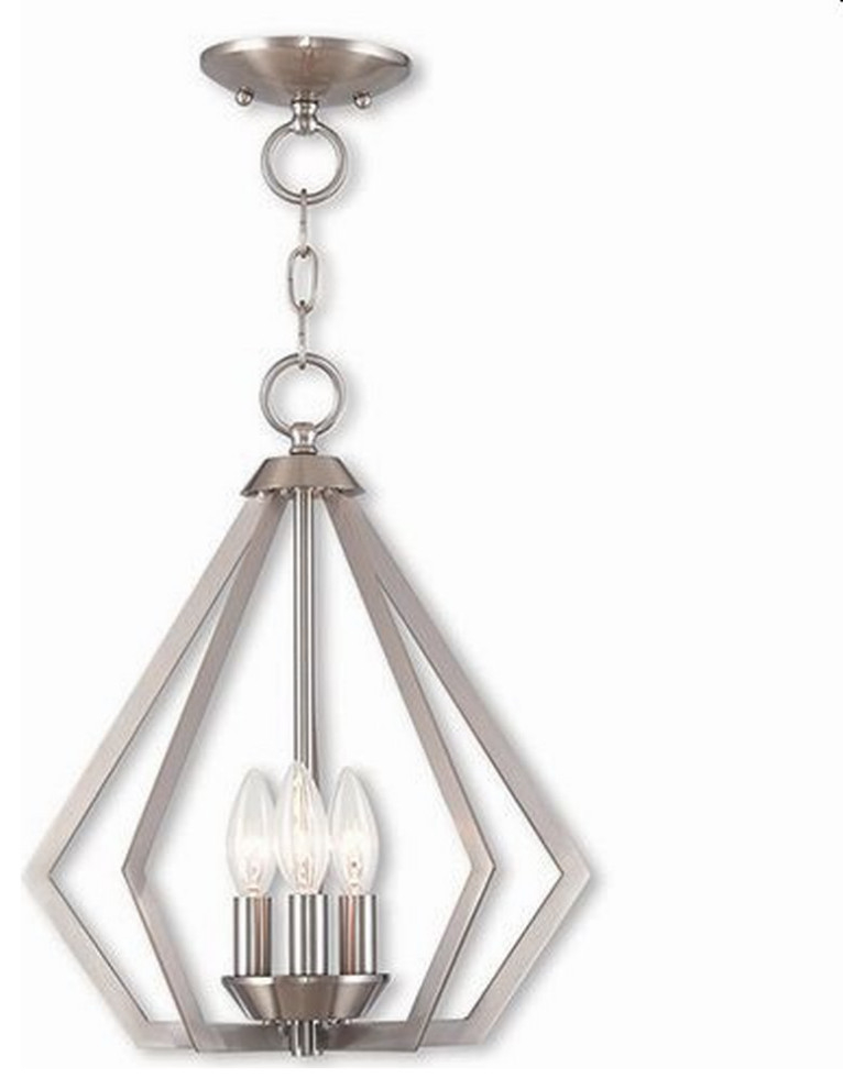 Modern Contemporary Three Light Chandelier-Brushed Nickel Finish ... pertaining to Mid Century Modern Three Light Chandelier-Brushed Nickel Finish - Chandelier