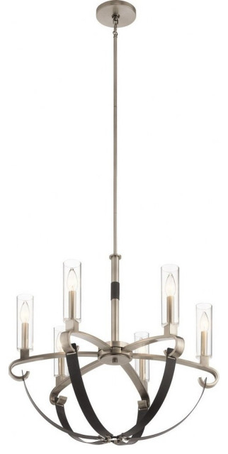 Modern Farmhouse Six Light Chandelier In Classic Pewter Finish ... for Elevate Your Space with a Traditional Farmhouse Chandelier in Pewter