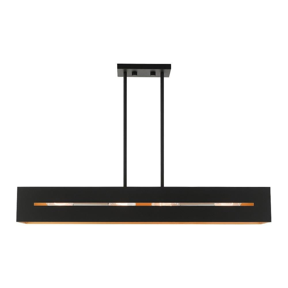 Modern Industrial Four Light Chandelier-Textured Black/Brushed Nickel Finish Bailey Street Home ... for Soma Four Light Linear Chandelier, Textured Black With Brushed Nickel