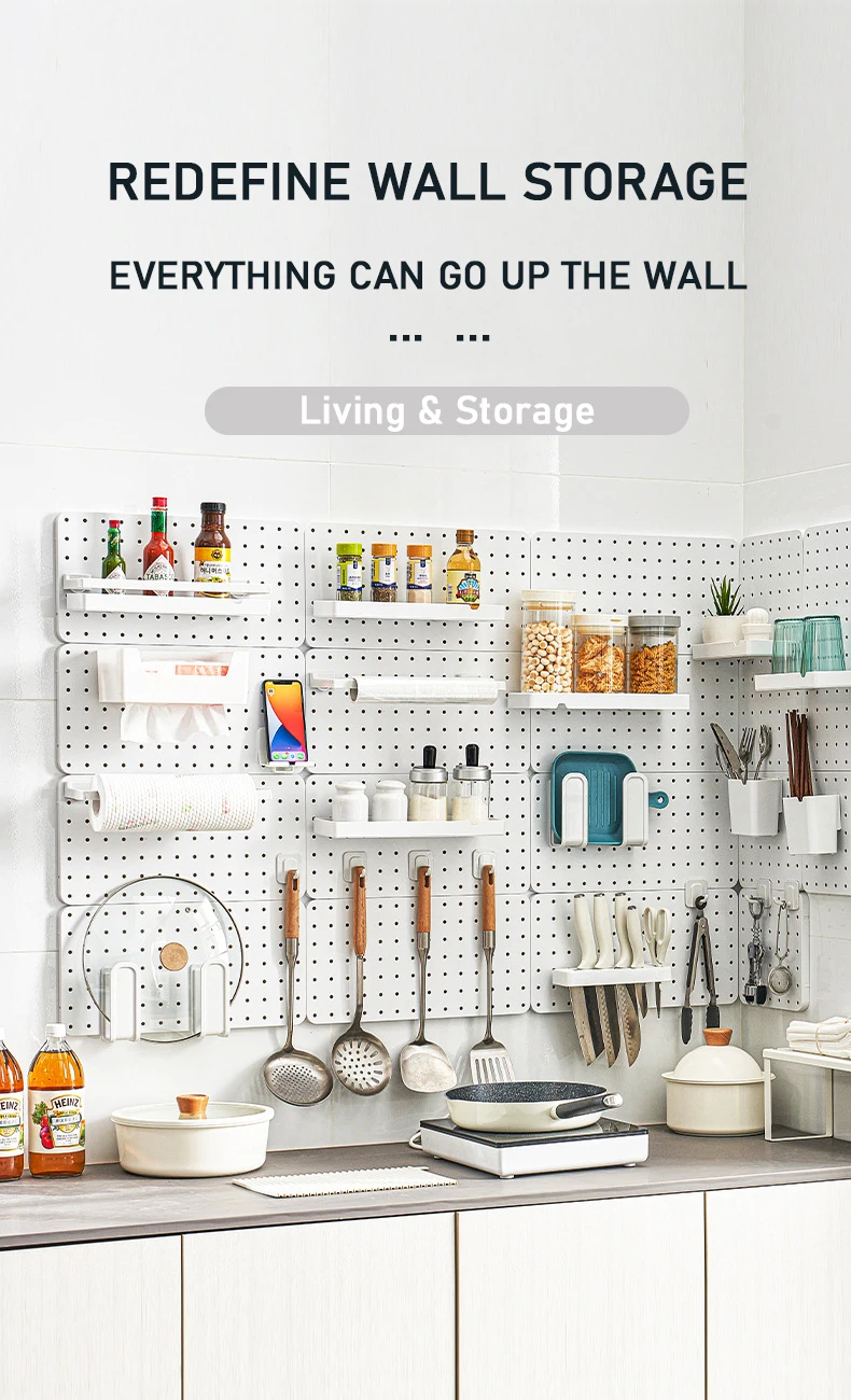 Modern Simple Kitchen Wall Storage Pegboard Wall Home Storage Board ... inside How to Design a Custom Pegboard Layout That Works for Your Cooking Needs