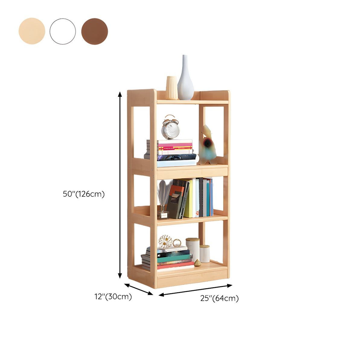 Modern Standard Bookshelf Wooden Open Back Bookcase With Rectangular ... within 10" X 20" Rectangular Shelf