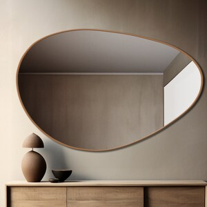 Modern Wood Framed Wall Mirror, Oval Shaped Wall Mounted Irregular ... in Choosing the Perfect Black Oval Wood Mirror for Your Home