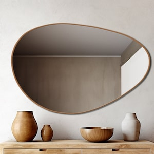 Modern Wood Framed Wall Mirror, Oval Shaped Wall Mounted Irregular ... throughout Choosing the Perfect Black Oval Wood Mirror for Your Home