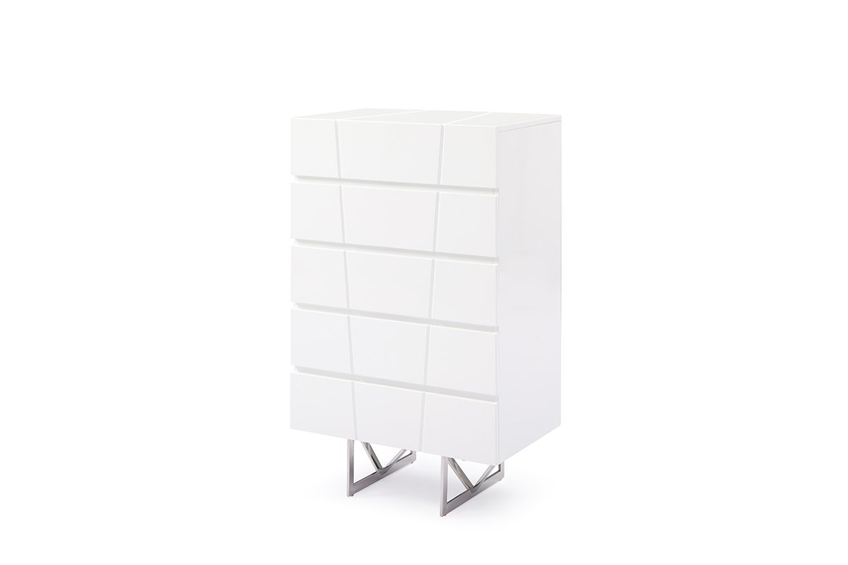 Modrest Chrysler Modern White Chest | Atlas Furniture Imports throughout Modrest Chrysler Modern White Dresser
