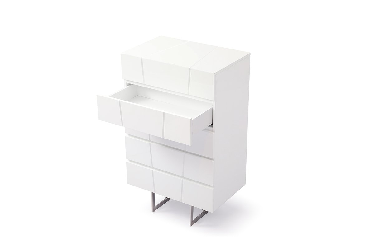 Modrest Chrysler Modern White Chest | Atlas Furniture Imports with Modrest Chrysler Modern White Dresser