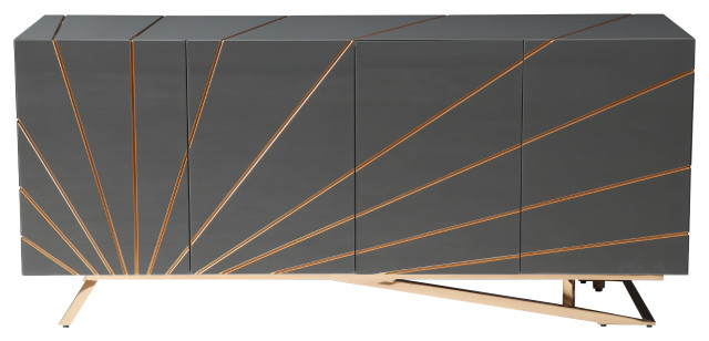 Modrest Katzu- Modern Grey And Rose Gold Buffet - Contemporary ... with regard to Modrest Manhattan- Contemporary Grey And Gold Chest