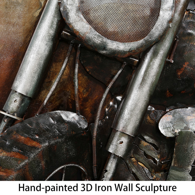"Motorcycle 1" Primo Mixed Media Hand Painted 3D Metal Wall Art - Industrial - Mixed Media Art ... in Rustic Flow 1" How 3D Metal Art Transforms Your Space