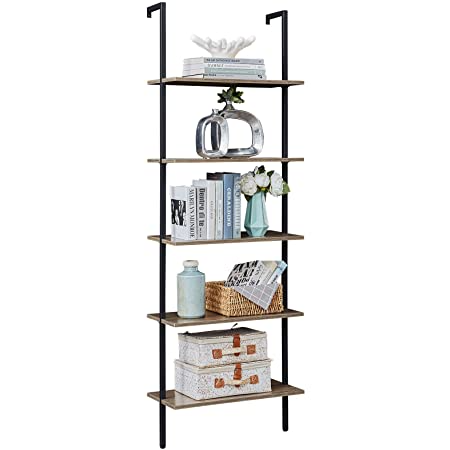 Nathan James Theo 5-Shelf Black Modern Bookcase, Open Wall Mount Ladder ... throughout How an Open Wall Mount Bookshelf Transforms Your Decor