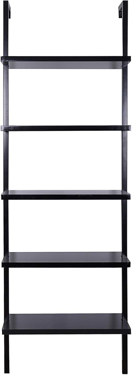 Nathan James Theo 5-Shelf Black Modern Bookcase, Open Wall Mount Ladder ... with regard to 5-Shelf Black Modern Bookcase, Open Wall Mount Ladder Bookshelf