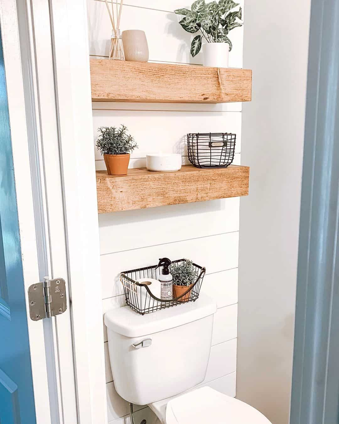 Natural Wood Shelves Against Accent Wall - Soul & Lane with The Case For The Anti-Accent Wall