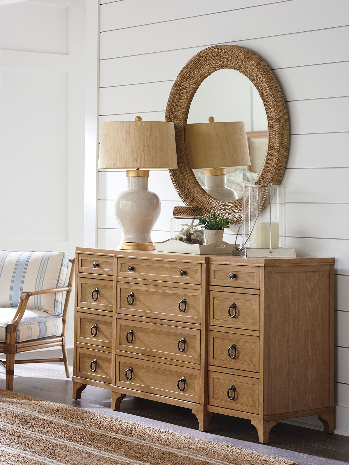 Newport La Jolla Woven Round Mirror | Lexington Home Brands | Dresser ... within La Jolla Woven Round Mirror