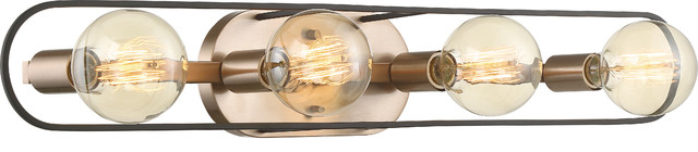 Nuvo Chassis 4-Light Incandescent Copper Brushed Brass Matte Black Wall ... pertaining to Chassis 4 Light Island Light, Copper Brushed Brass And Matte Black