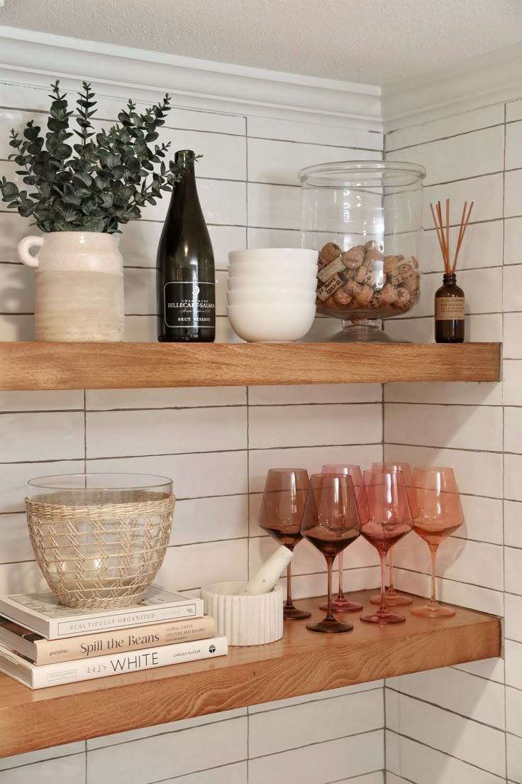 Open Kitchen Shelving With Spring Decor | Kitchen Shelf Decor, Kitchen ... for Open Shelving Decor