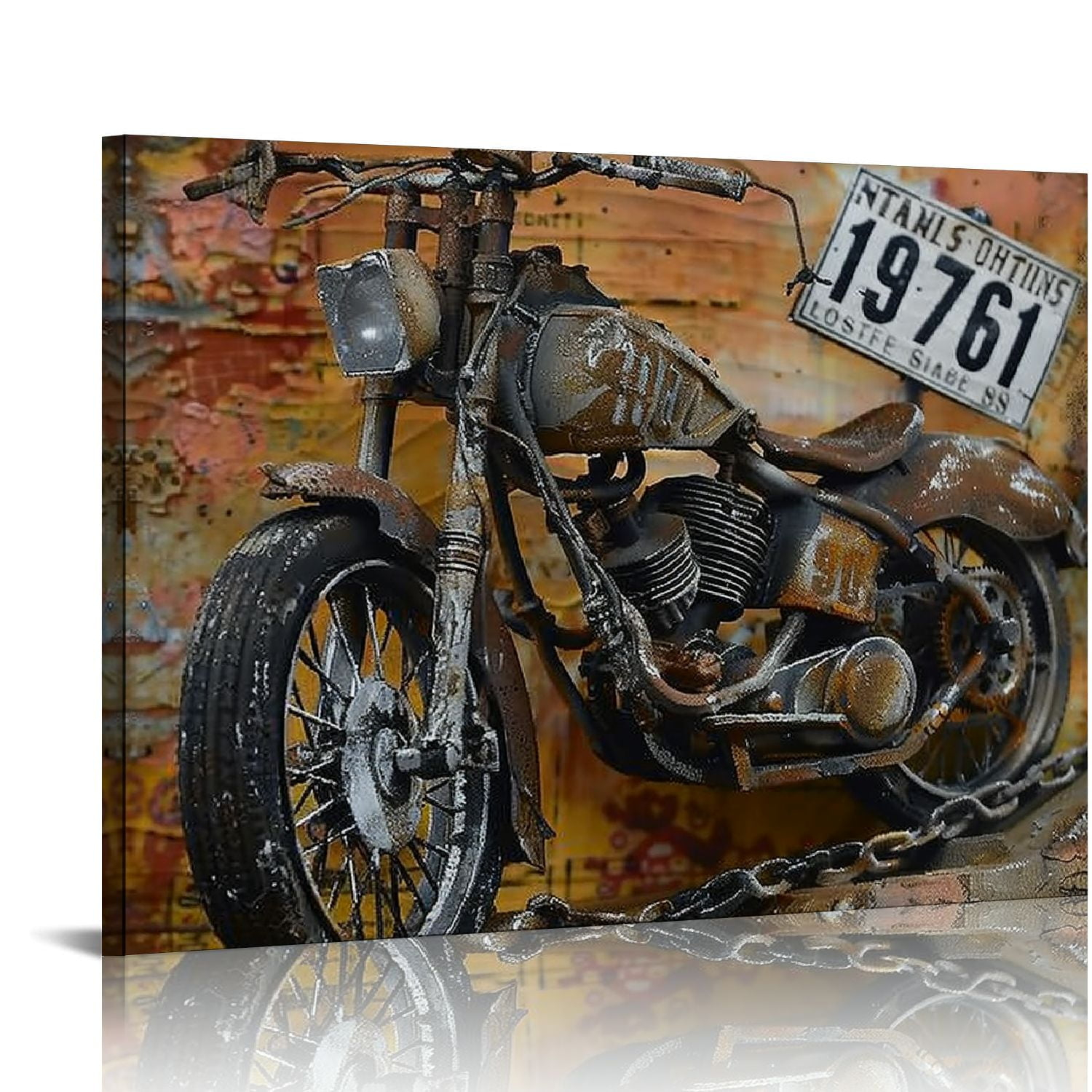 Orinice Motorcycle 1 Mixed Media Iron Hand Painted Dimensional Wall Art ... for The Symbolism and Storytelling in "White Horse" Hand-Painted Art