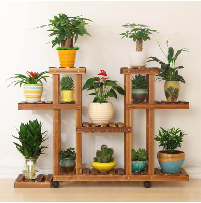 Ornamental Cedar Flower Pots Shelves Gardening Pots Plant Stands ... in How to Choose the Right Shelf for Your Indoor Plants and Pots