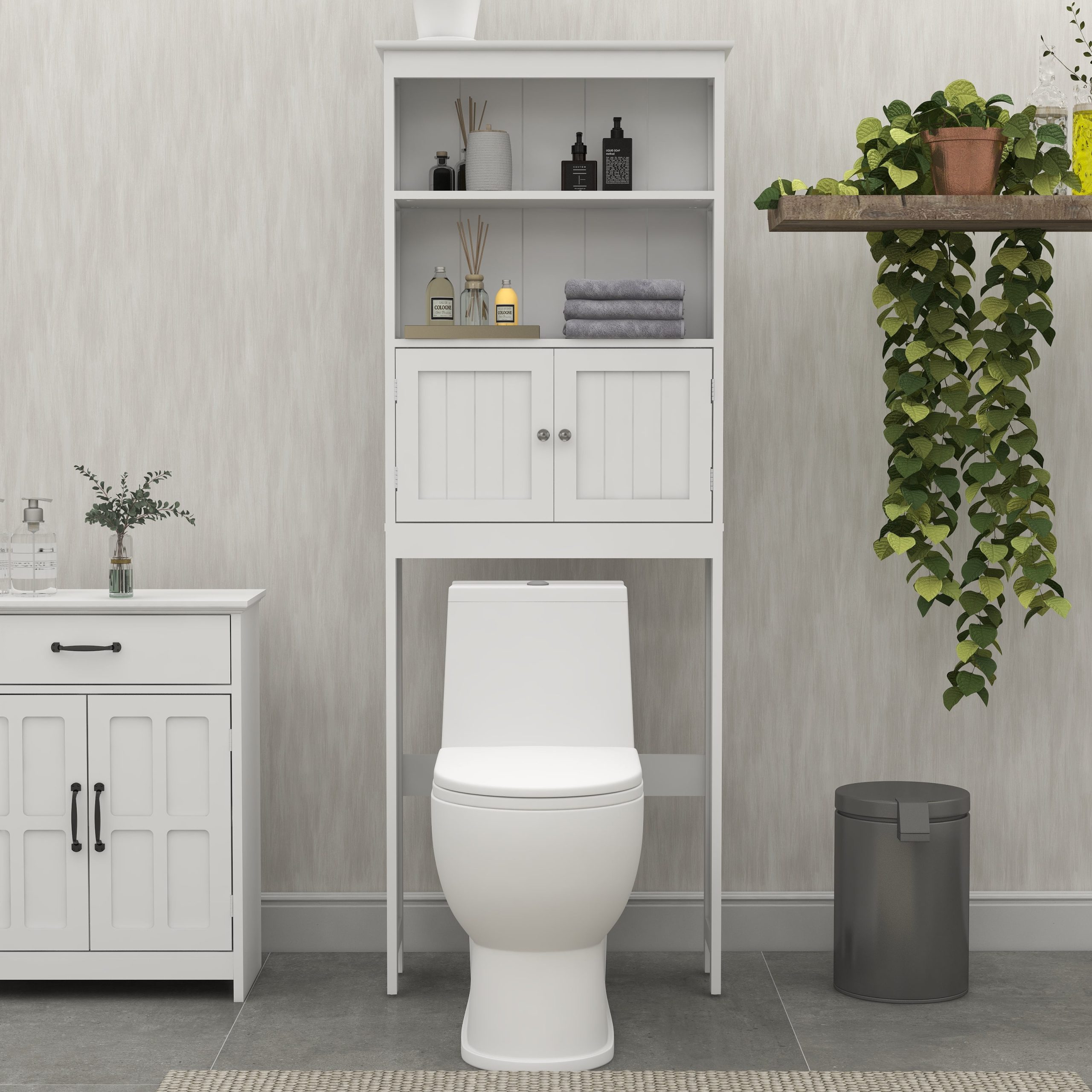 Over The Toilet Rack 2 -Tier Toilet Bathroom Spacesaver Storage Shelf ... pertaining to Costway Wooden Toilet Storage Cabinet Spacesaver Organizer Bathroom Tower Rack