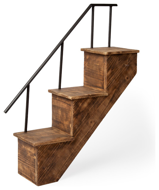 Page Brown Wood And Black Metal Staircased Wall Shelving Unit - Industrial - Display And Wall ... inside Styling Your Space with the Versatile Metort Oval Wall Shelf