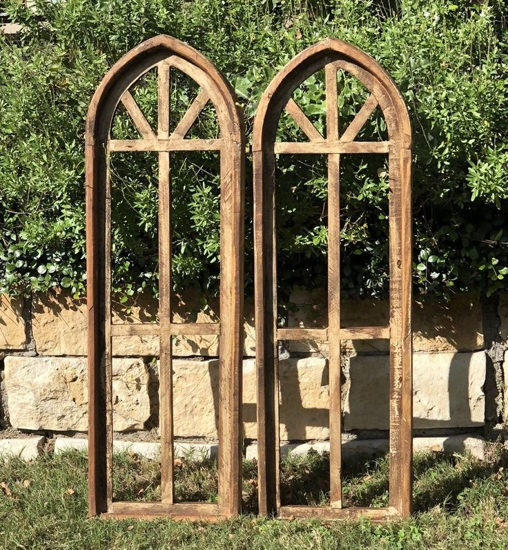 Pair Arched Farmhouse Window Frames, Wood Window Frames Gothic Window ... pertaining to Bellevue Hemir28366 Fenetre 41" X 29" Arched Farmhouse Style - Oil Rubbed