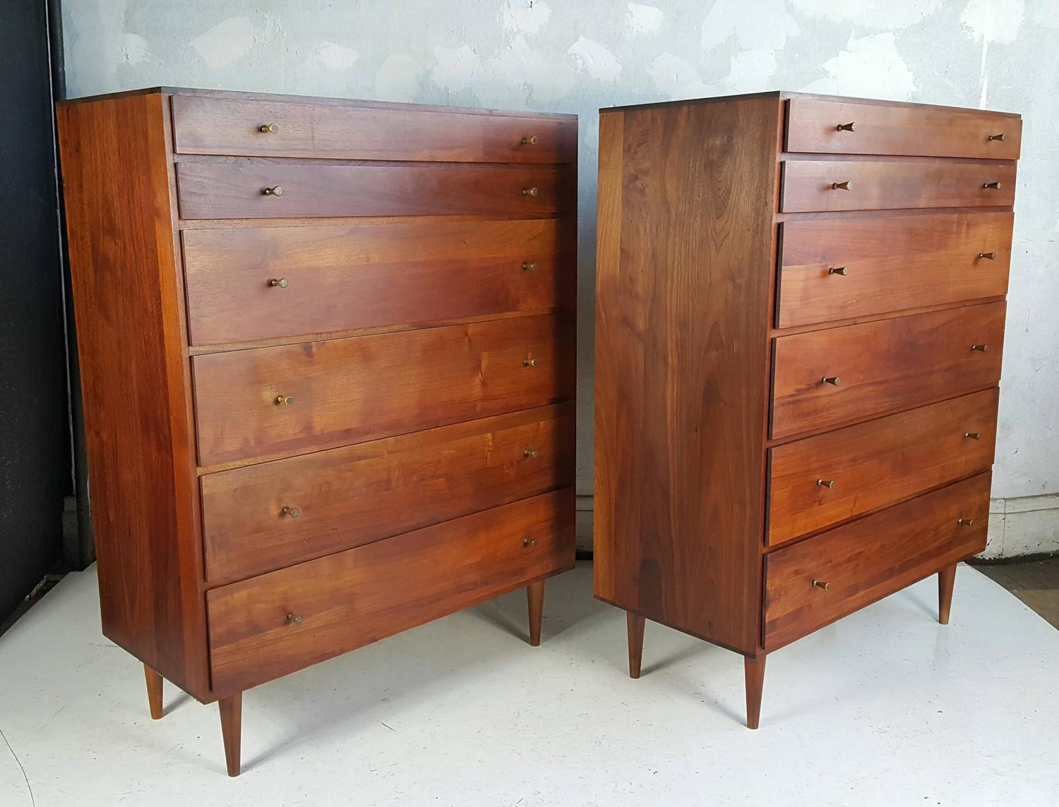 Pair Of Mid-Century Modern Solid Walnut 6 Drawer Chests / Dressers At ... within Styling Your Space with the Iconic Webster 6-Drawer Walnut Dresser