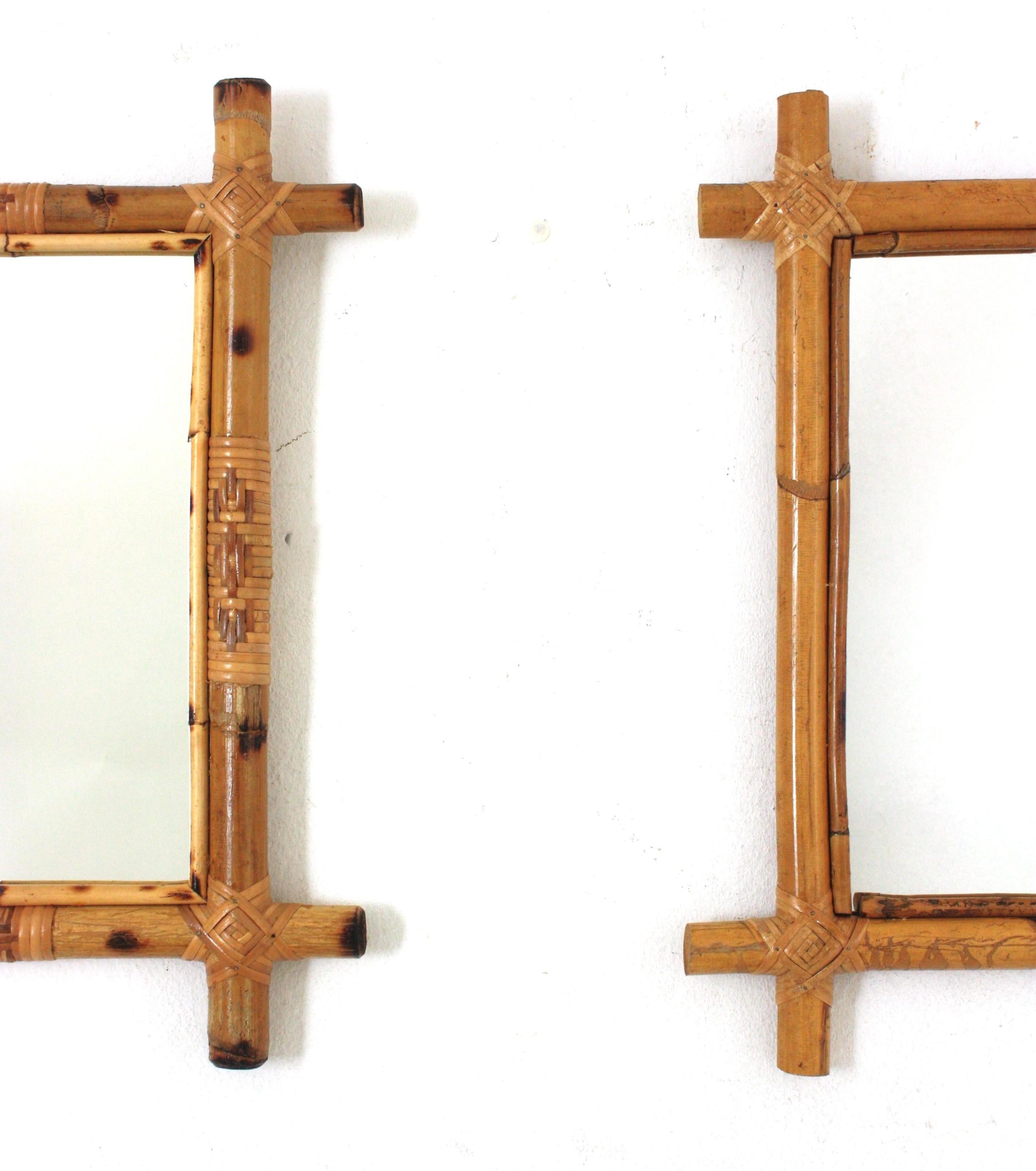 Pair Of Rattan Bamboo Rectangular Mirrors For Sale At 1Stdibs with Beyond Reflection Understanding the Beauty of Natural Bamboo Mirrors