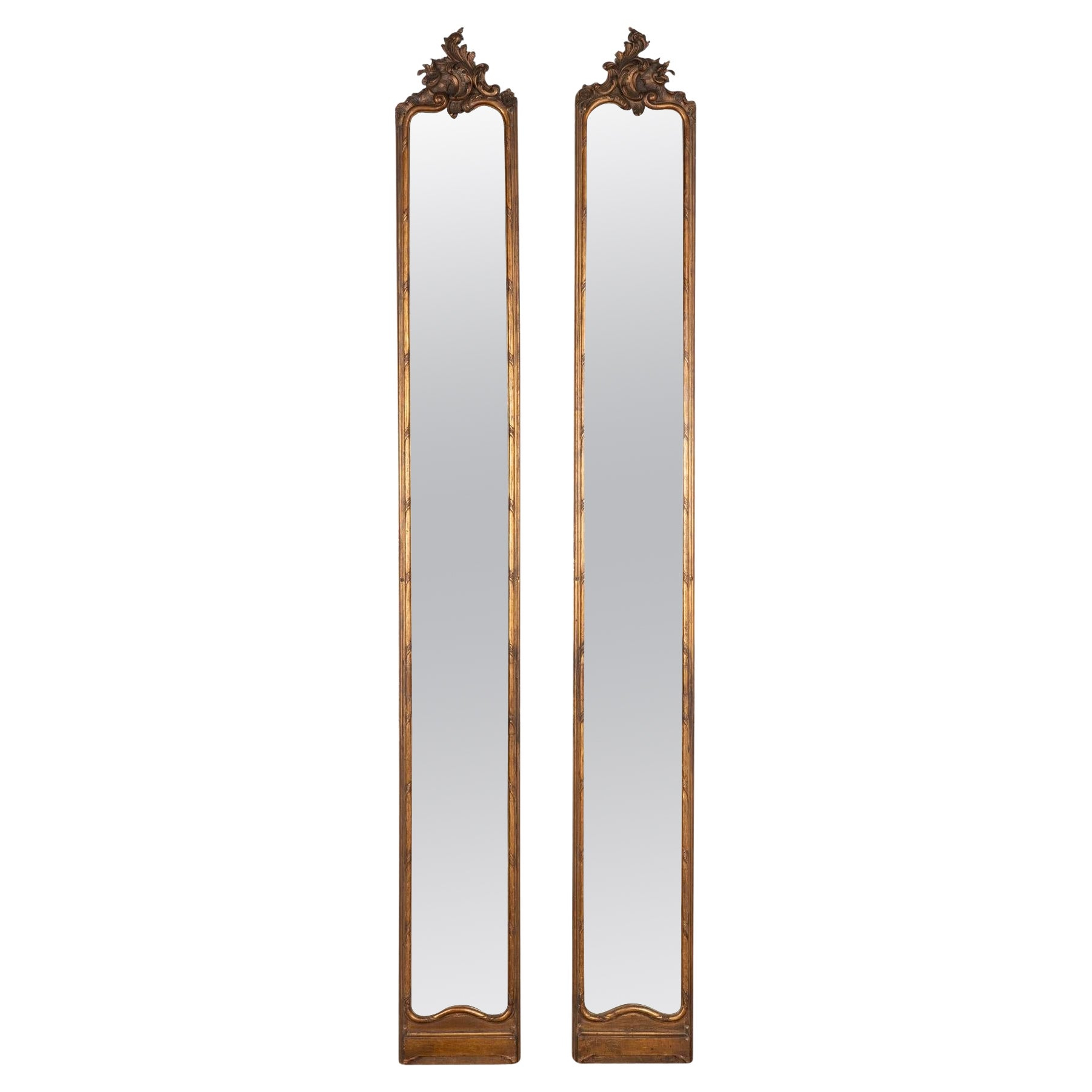 Pair, Tall Narrow Long Bronze Gilt Mirrors, Denmark Circa 1860 For Sale ... with Investigating the Craftsmanship Behind Dark Bronze Narrow Mirrors