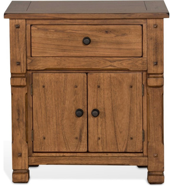 Pemberly Row 29.5" Traditional Wood Night Stand In Rustic Oak - Transitional - Nightstands And ... for Pemberly Row Traditional Wood 24" Wall Shelf In Black And Rustic Oak