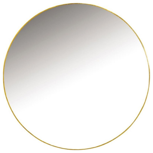 Pemberly Row Contemporary Glass Round Wall Mirror In Gold Finish ... for Pemberly Row Mid-Century Glass Round Wall Mirror In Brass Finish