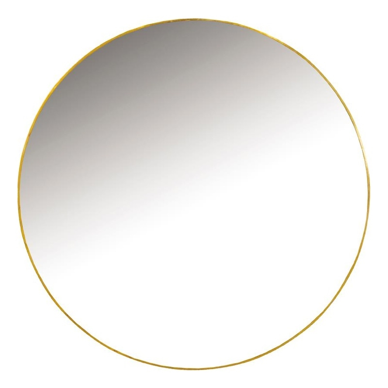 Pemberly Row Contemporary Glass Round Wall Mirror In Gold Finish - Goodfurnituresale.com within Pemberly Row Mid-Century Glass Round Wall Mirror In Brass Finish