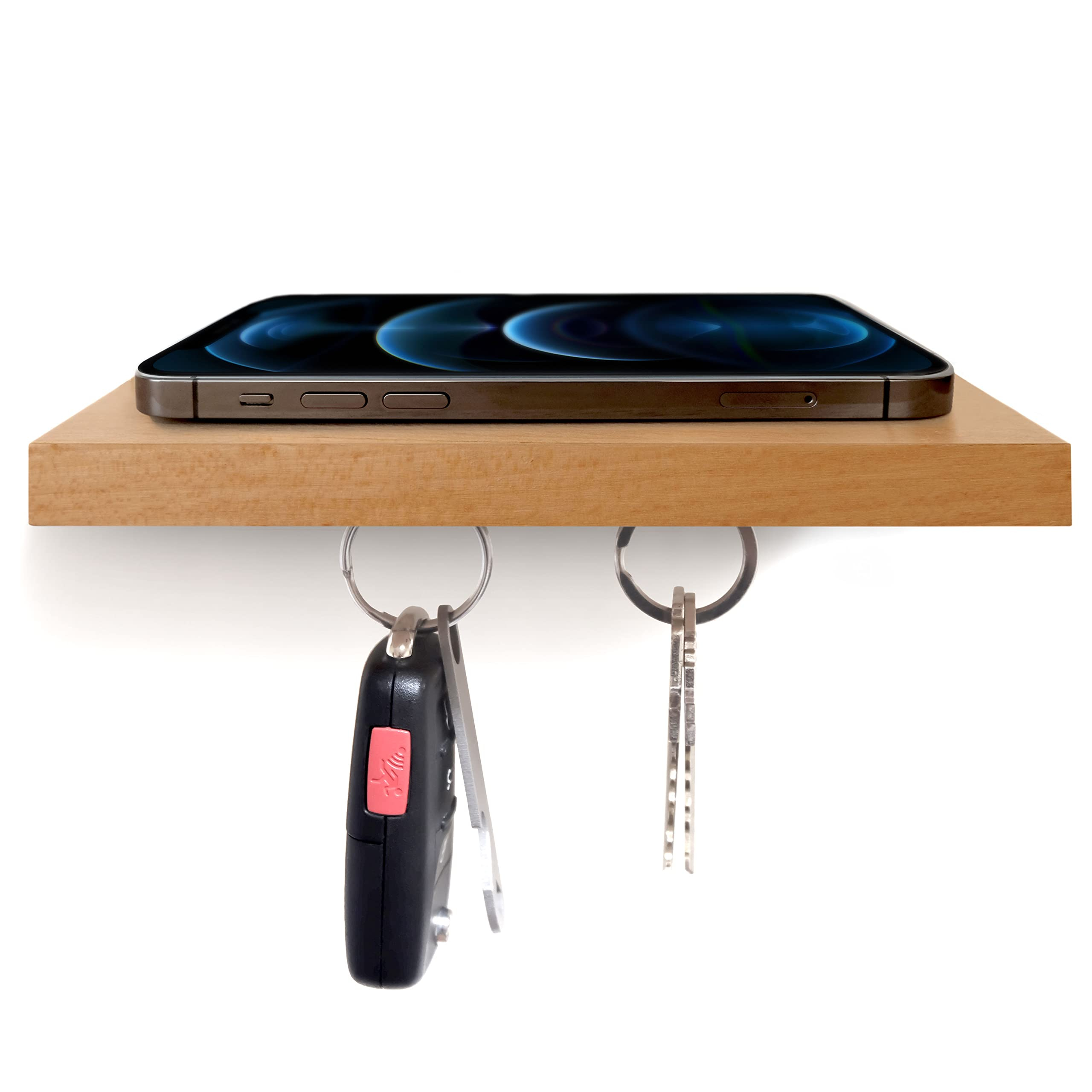 Plank Floating Wood Shelf With A Magnetic Underside For Phone And Keys ... pertaining to Where to Place Your PLANK Floating Magnetic Shelf Black Wisdom