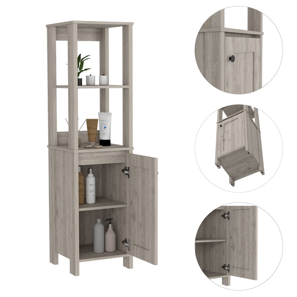 Plethoria Home 4-Shelf Linen Cabinet Light Grey - Walmart.com within Maximizing Closet Space A Look at the Gewnee 4-Shelf Linen Cabinet