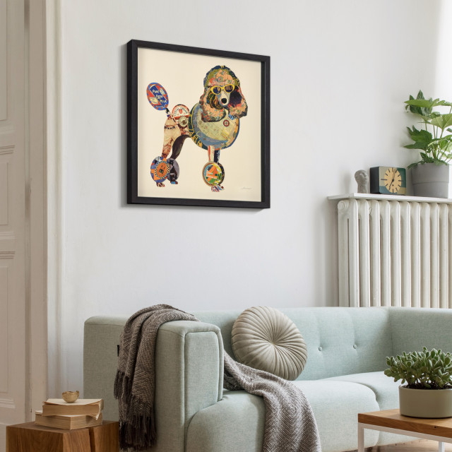 Poodle Handmade Collage Framed Graphic Wall Art Under Glass Signed By ... intended for "Crane" Collage Framed Graphic Wall Art Under Glass Handmade Signed By Alex Zeng