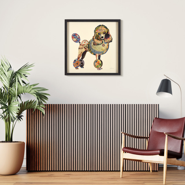 Poodle Handmade Collage Framed Graphic Wall Art Under Glass Signed By ... intended for Godfather Handmade Collage Framed Wall Art Under Glass Signed By Alex Zeng