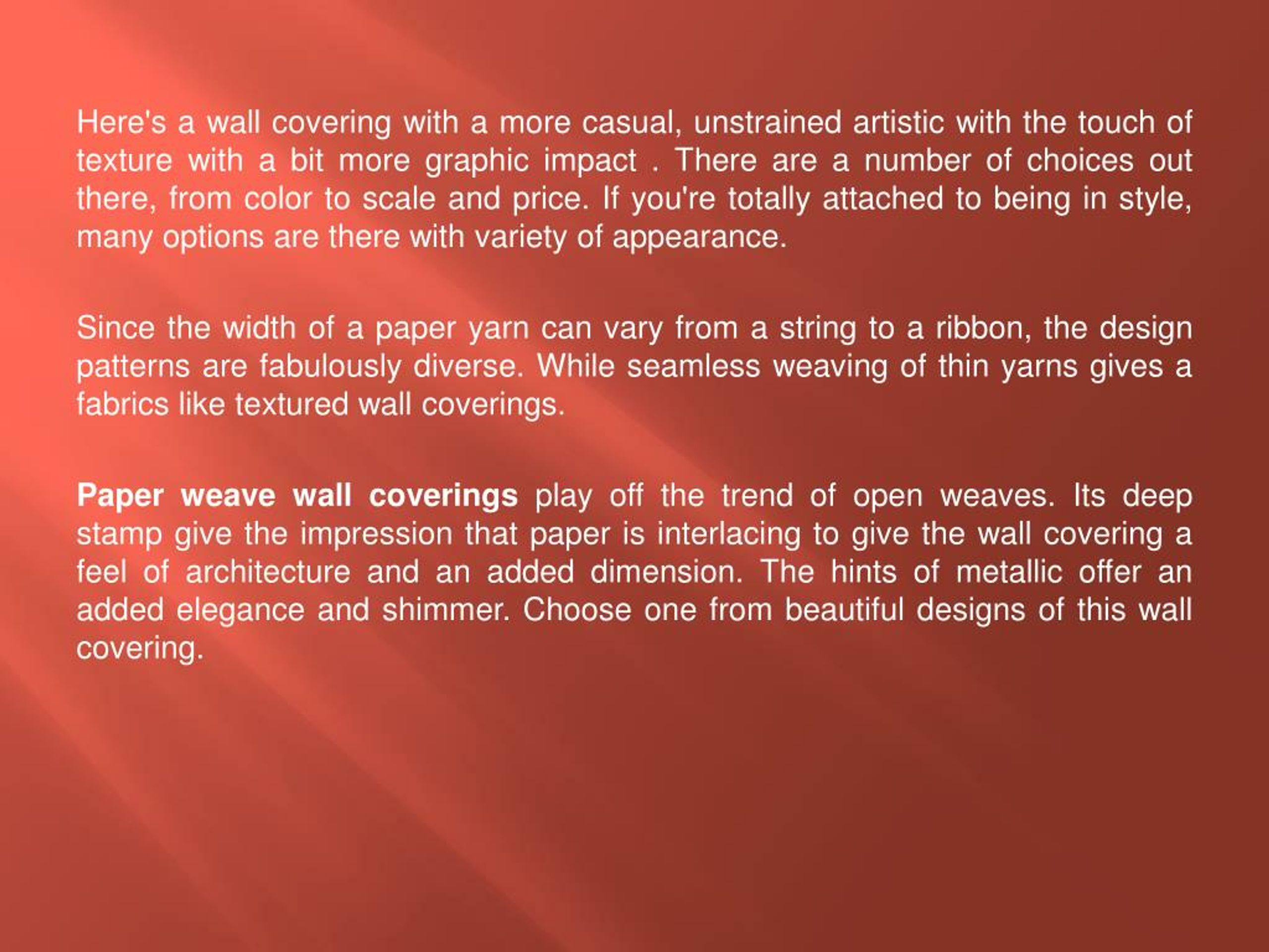 Ppt - Warm Up Your Walls With Paper Weave Wall Covering Powerpoint ... throughout Styling Your Walls The Woven Wallcovering Difference