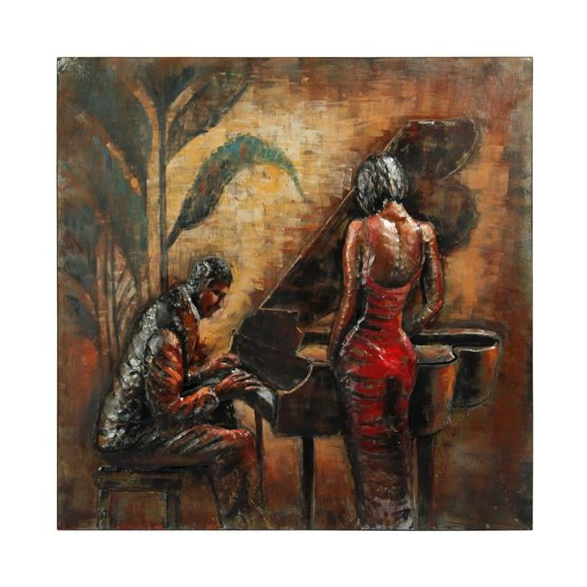 Primo Mixed Media Hand Painted Iron Wall Sculpture - Romance - Walmart.com regarding "Tavern" Primo Mixed Media Hand Painted Iron Wall Sculpture 48X32