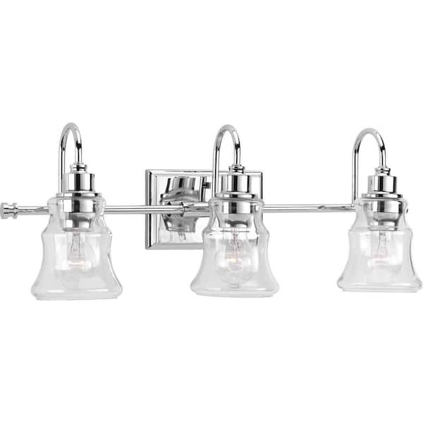 Progress Lighting Litchfield Collection 3-Light Polished Chrome Clear ... pertaining to Ambrose Collection 5" 1-Light Polished Chrome Clear Glass Bath Vanity Light